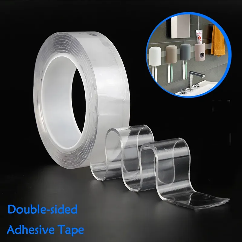 cinta nano transparente de doble cara resistente al agua fuerte alta ciscodad y sin marcas Blanco big image 1