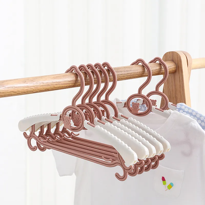 5 件裝可調節新生兒衣架塑料防滑可伸縮洗衣衣架適合幼兒兒童衣服 粉色 big image 1