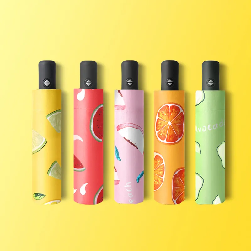 Fruit Graphic Automatic Umbrella Windproof Travel Rain Umbrella Sun Umbrella Portable Folding Small Compact Umbrella