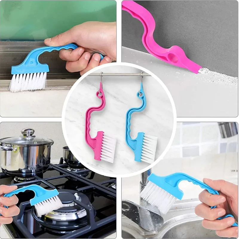 2-pack Hand-held Groove Gap Cleaning Brushes Door Window Track Dustpan Cleaning Brushes Tools Blue big image 1
