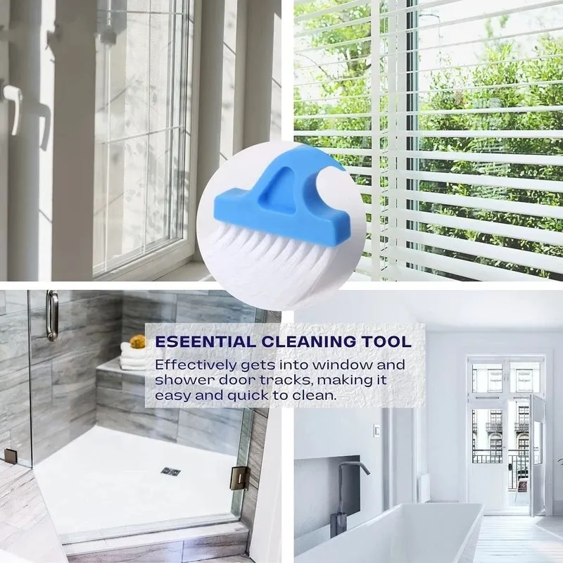 Pacote de 2 escovas de limpeza de abertura de ranhura portáteis ferramentas de escovas de limpeza de trilho de janela de porta Azul big image 1