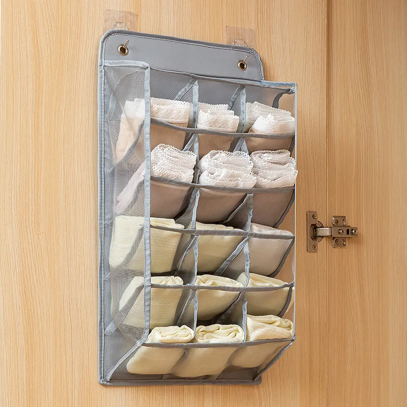 Hanging Closet Organizer Shelves Punch-free for Underwear Clothes Storage Pink image 2
