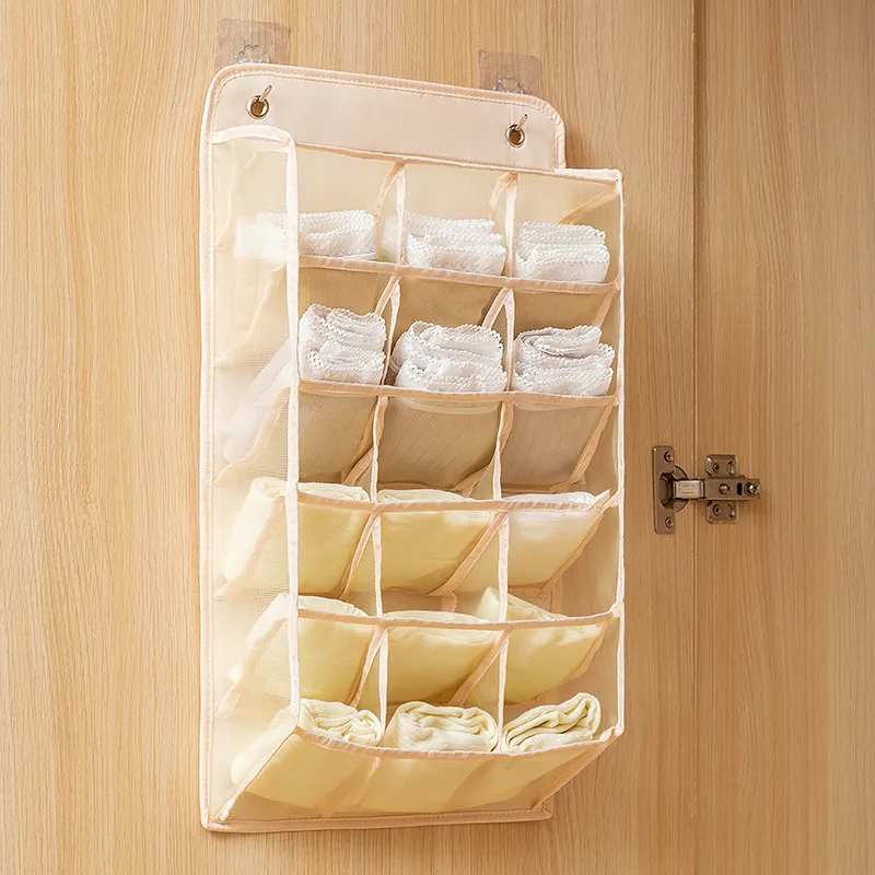 Hanging Closet Organizer Shelves Punch-free for Underwear Clothes Storage Pink image 3