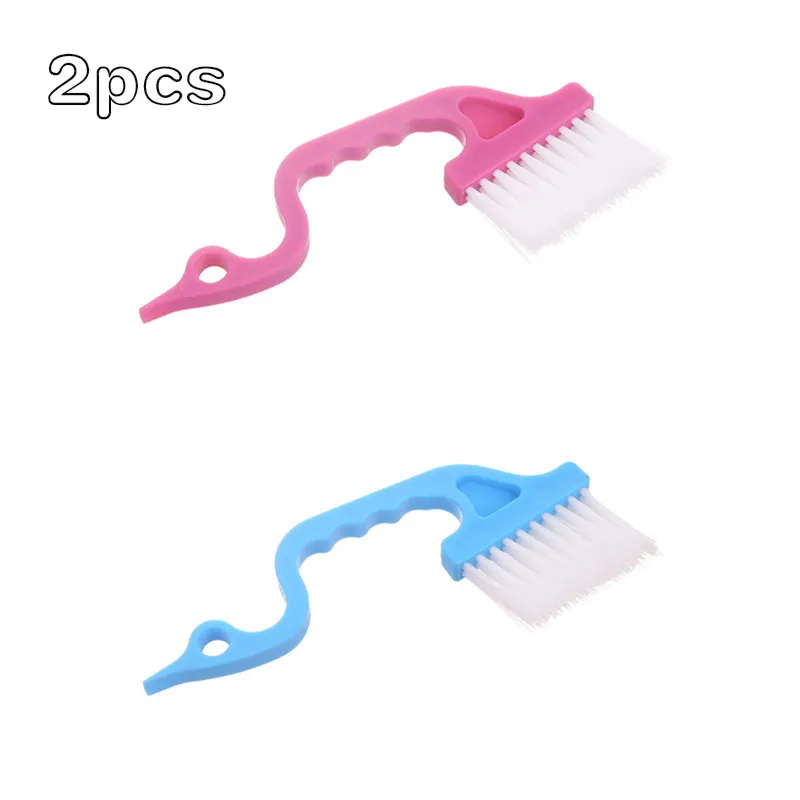 2-pack Hand-held Groove Gap Cleaning Brushes Door Window Track Dustpan Cleaning Brushes Tools Blue big image 1