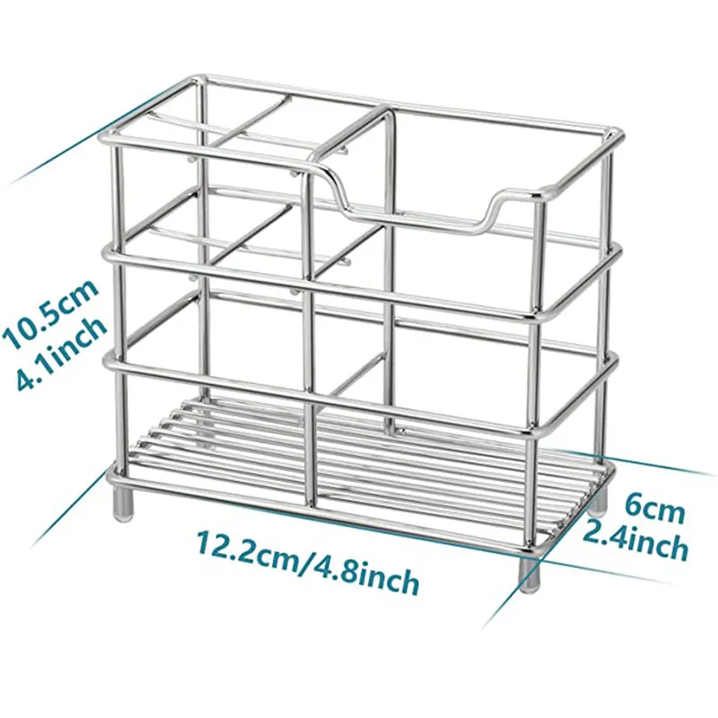 Stainless Steel Toothbrush Holder Toothpaste Holder Durable Bathroom Stand Bathroom Accessories Organizer Silver