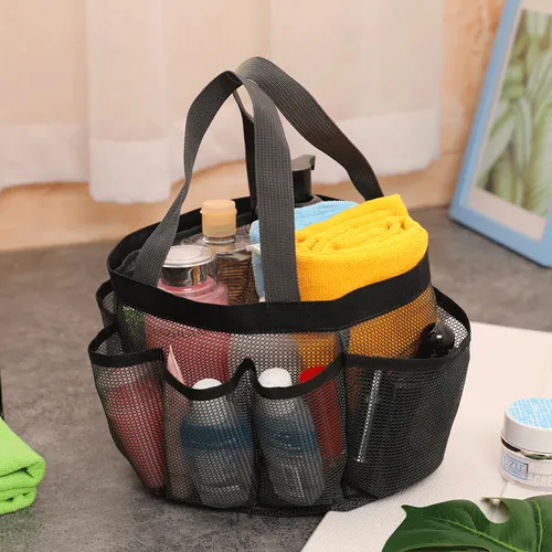 Mesh Shower Caddy Tote, Large Shower Caddy Basket Portable, Quick Dry Hanging Toiletry Bag, 8 Storage Pocket Handle Bath Organizer for College Dorm Room Essentials, Gym, Bathroom, Camp, Travel