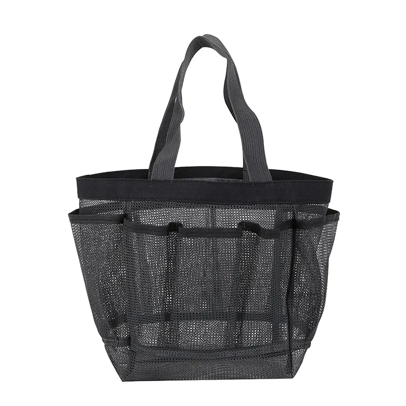 Mesh Shower Caddy Tote, Large Shower Caddy Basket Portable, Quick Dry Hanging Toiletry Bag, 8 Storage Pocket Handle Bath Organizer for College Dorm Room Essentials, Gym, Bathroom, Camp, Travel Grey