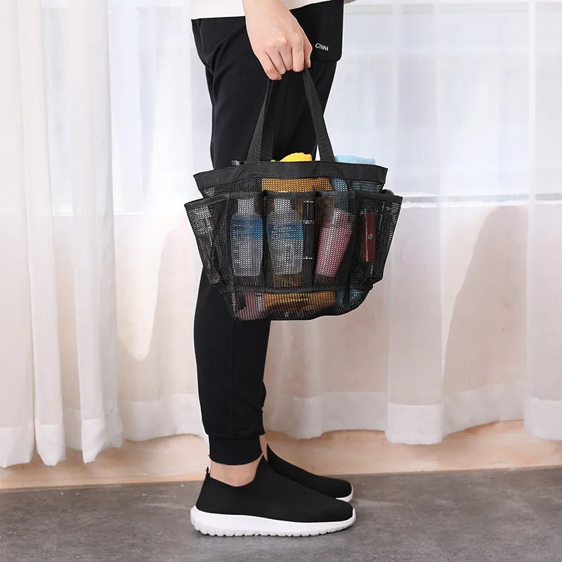 Mesh Shower Caddy Tote, Large Shower Caddy Basket Portable, Quick Dry Hanging Toiletry Bag, 8 Storage Pocket Handle Bath Organizer for College Dorm Room Essentials, Gym, Bathroom, Camp, Travel  image 2