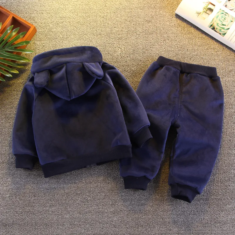 2 unidades Criança Menino Hipertátil/3D Infantil Urso conjuntos de jaquetas Azul Escuro big image 1