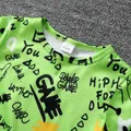 2pcs Toddler Boy Trendy Ripped Denim Shorts and Letter Print Tee Set  image 3