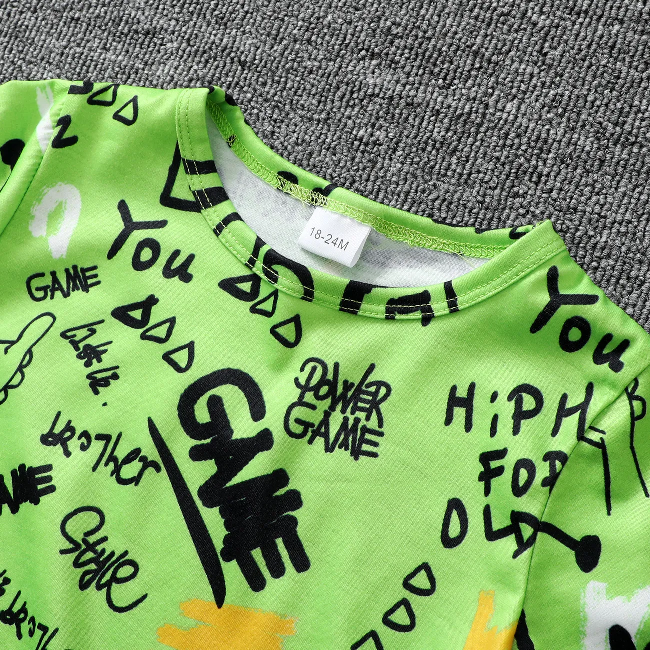 2pcs Toddler Boy Trendy Ripped Denim Shorts and Letter Print Tee Set Pale Green big image 1