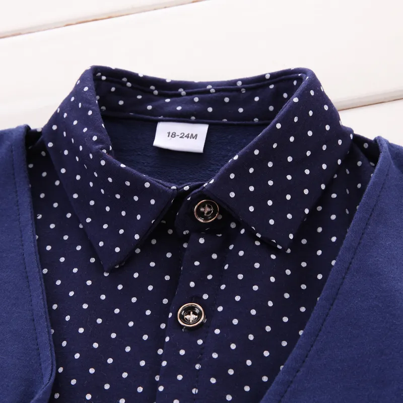 2 unidades Criança Menino Peça dois em um Escola conjuntos de camisa Azul Escuro image 3