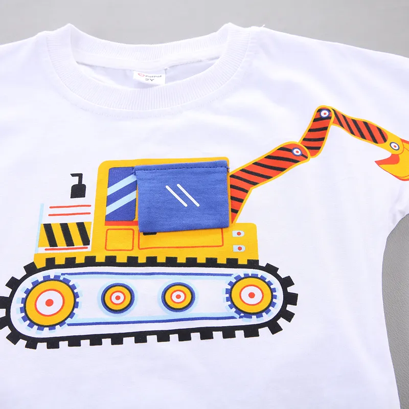 2 Stück Kleinkinder Jungen Aufgesetzte Tasche Kindlich T-Shirt-Sets weiß big image 1