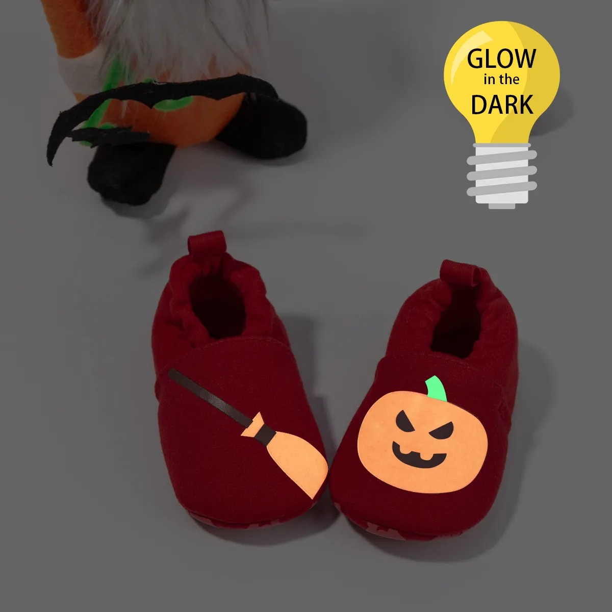 Baby / Toddler Halloween Pumpkin Pattern Red Prewalker Shoes Red big image 1