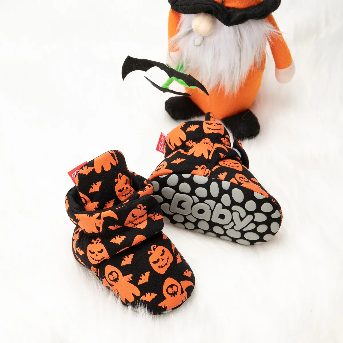 

Halloween Baby Pumpkin Print Velcro Prewalker Shoes