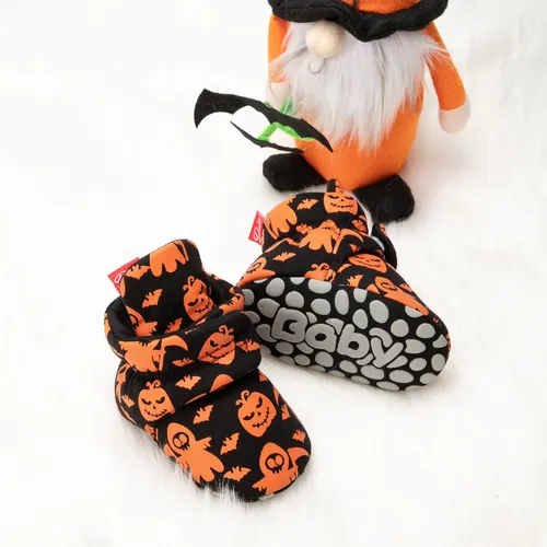 Halloween Baby Pumpkin Print Velcro Prewalker Shoes
