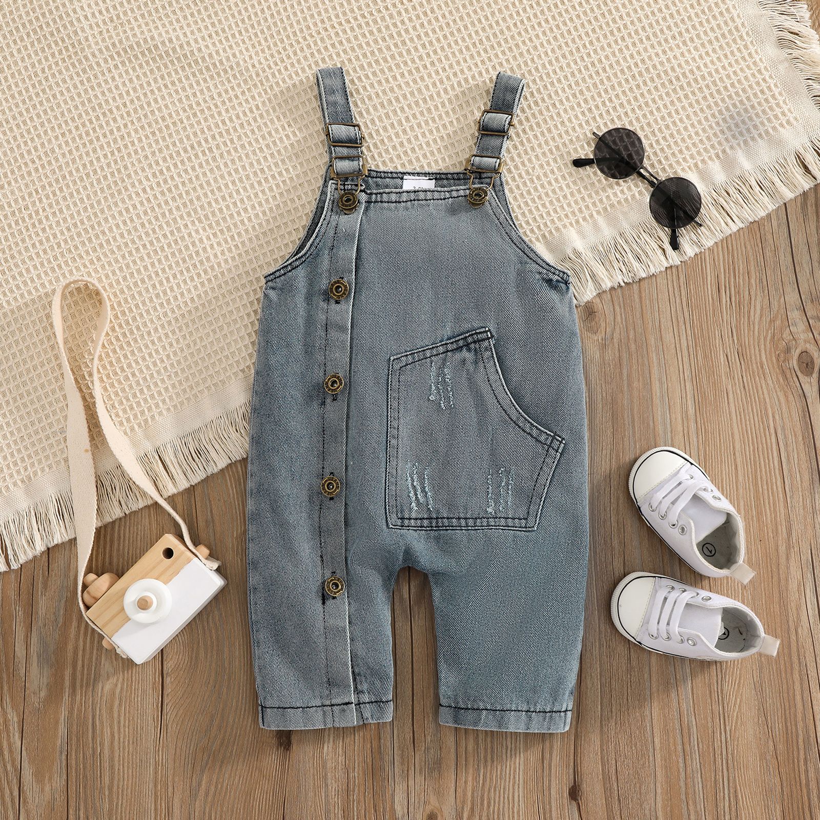 

Baby Light Grey Sleeveless Denim Overalls