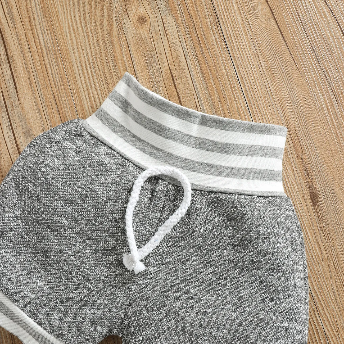 100% Cotton 2pcs Baby Boy/Girl Striped Sleeveless Tank Top and Shorts Set Dark Grey big image 1