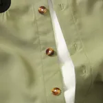 2pcs Kid Boy Colorblock Buckle Design Long-sleeve Shirt and Black Pants Set Green image 6