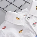 2-piece Toddler Boy Car Print Lapel Collar Button Down Long-sleeve Shirt and Jeans Denim Pants Set White image 2