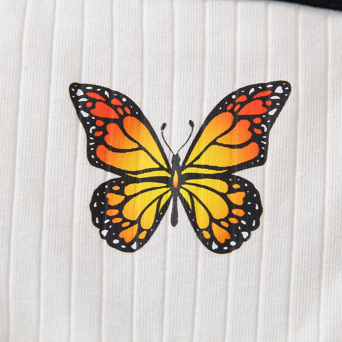 Baby Girl 95% Cotton Butterfly Print Ribbed Cami Dress  image 4