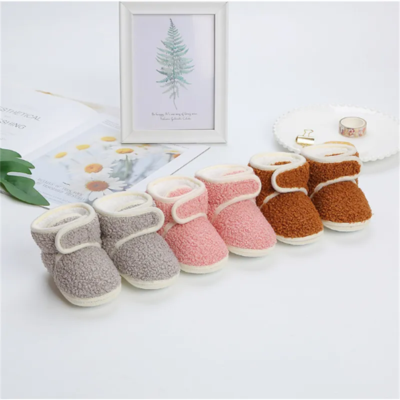 Baby & Toddler Solid Color Furry Velcro Prewalker Shoes