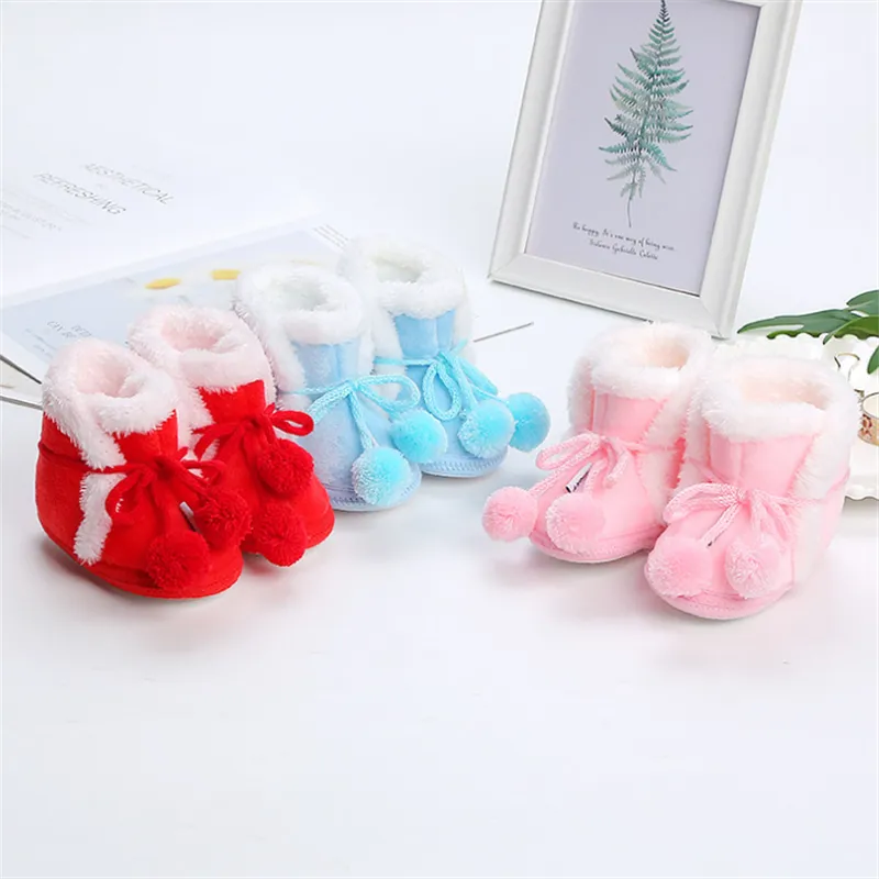 

Christmas Baby & Toddler Pompom Decor Furry Prewalker Shoes