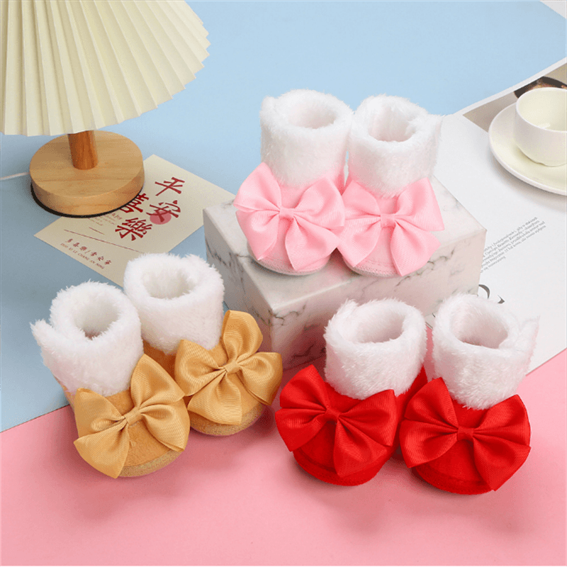 Christmas Baby & Toddler Sweet Bow Decor High Top Prewalker Shoes