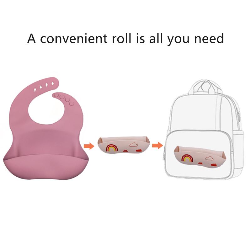New Baby Soft Silicone Bib Cute Cartoon Feeding Stereo Waterproof Neonatal Adjustable Leak-proof Bib Rice Pocket