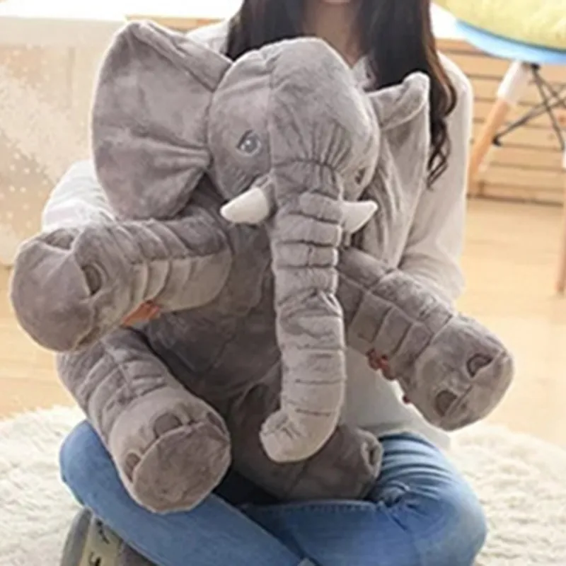 Graue Elefant-Plüschpuppe, niedliche große Stofftier-Plüschtier-Puppengeschenke für Mädchen, Jungen grau big image 1