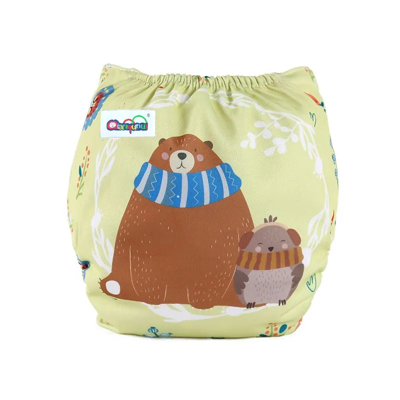 Baby Waterproof Cloth Diapers Printed Diapers One Size Pocket Baby Nappies Washable Cloth Diaper Cover Adjustable Eco-friendly Nappy Green big image 1