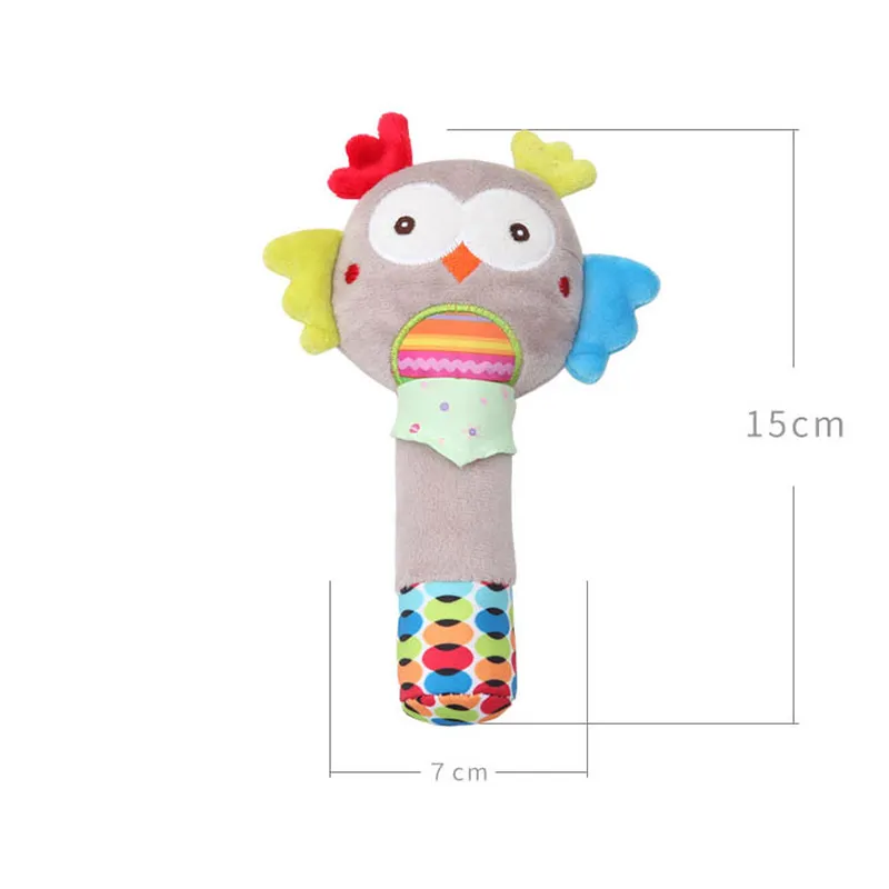 

Baby Cartoon Animal Stuffed Hand Rattle with Sound Soft Plush Infant Developmental Hand Grip Toy Gift for Baby Girls Boys