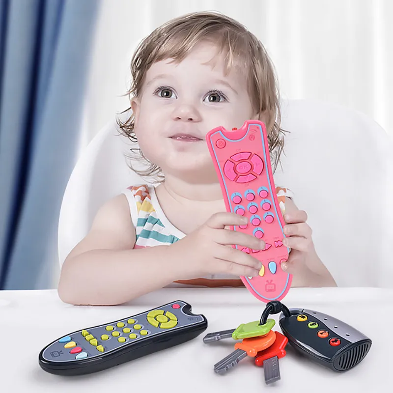 Babysimulation Musical Remote TV Controller Instrument mit Musik Englisch Lernen Fernbedienung Spielzeug frühe Entwicklung pädagogisches kognitives Spielzeug grau big image 1