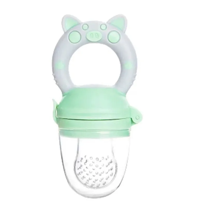 Baby Food Feeder Vegetable Fruit Chew Feeder Silicone Pacifier Infant Teething Toy Teether Massage Gums Green big image 1