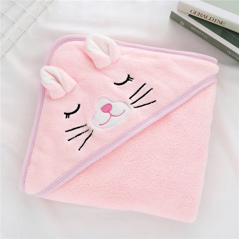 Baby Hug Blanket Spring Winter Autumn Newborn Air Conditioner Quilt Bath Towel Coral Fleece Hat Wrap Warm Birth Blanket Gift  big image 5