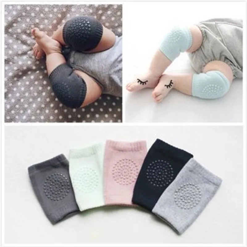 3-Pairs 100% Cotton Baby Knee Pads for Crawling Anti-Slip Knee Unisex Baby Toddlers Kneepads Green big image 1