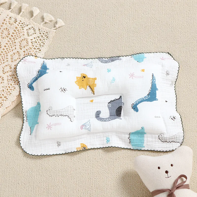 Pure Cotton Baby Pillow Dinosaur Pattern Sweat-absorbing Breathable Sleeping Pillow to Help Prevent and Treat Flat Head Syndrome big image 3