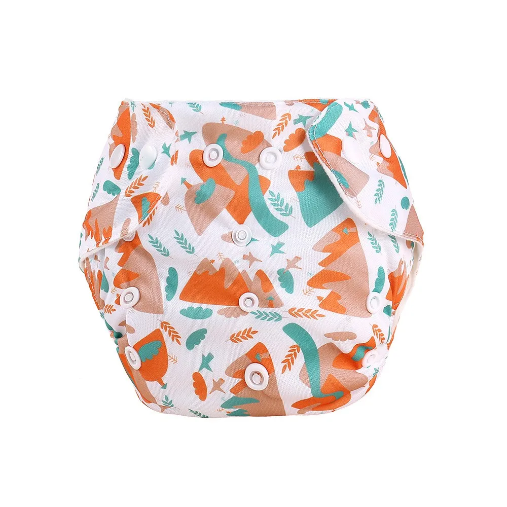 0-3Y Baby Snap Cloth Diapers Cartoon Pattern One Size Adjustable Reusable Waterproof Diaper  image 1