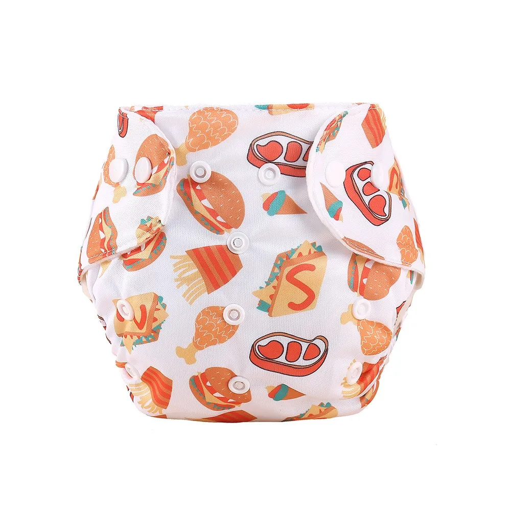 0-3Y Baby Snap Cloth Diapers Cartoon Pattern One Size Adjustable Reusable Waterproof Diaper Red big image 1