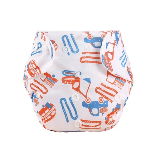 0-3Y Baby Snap Cloth Diapers Cartoon Pattern One Size Adjustable Reusable Waterproof Diaper