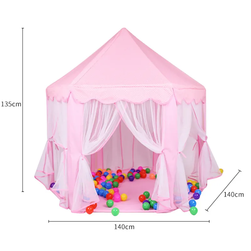 Princess Castle Tent Indoor Kids Fairy Play Tents Mesh Design Breathable and Cool Pink image 6