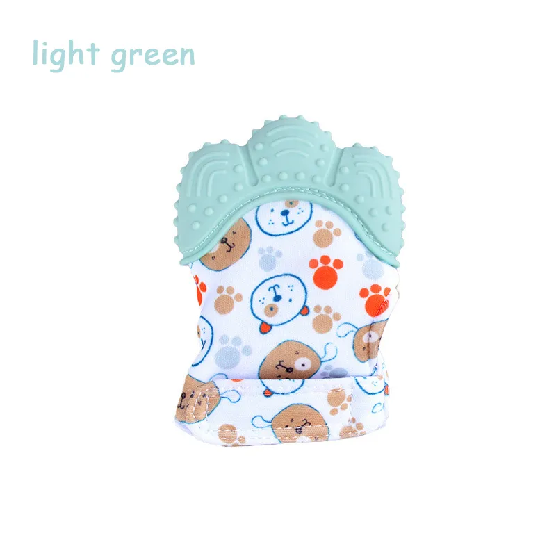 Baby Food-grade Silicone Teething Mitten Stimulating Teether Toy Soothing Teething Relief Massager Mint Green
