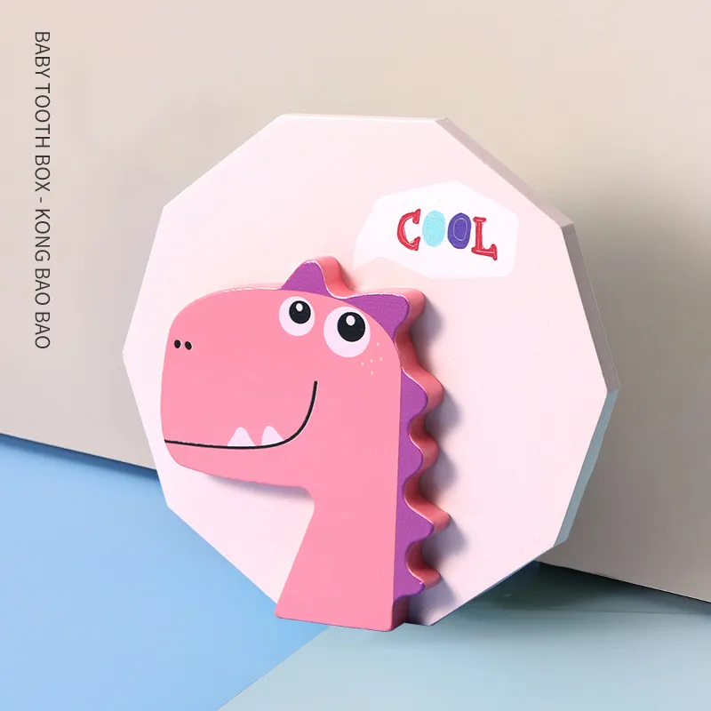 Baby Tooth Box Keepsake Dinosaur Pattern Tooth Organizer Storage Container with Tweezers & Lanugo Bottle to Keep the Childhood Memory  image 1