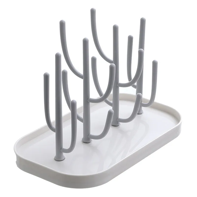 Rack de secagem de mamadeiras em forma de galho de árvore suporte para secador de garrafas recém-nascidas para copos de água de bico de garrafas Cor Bege