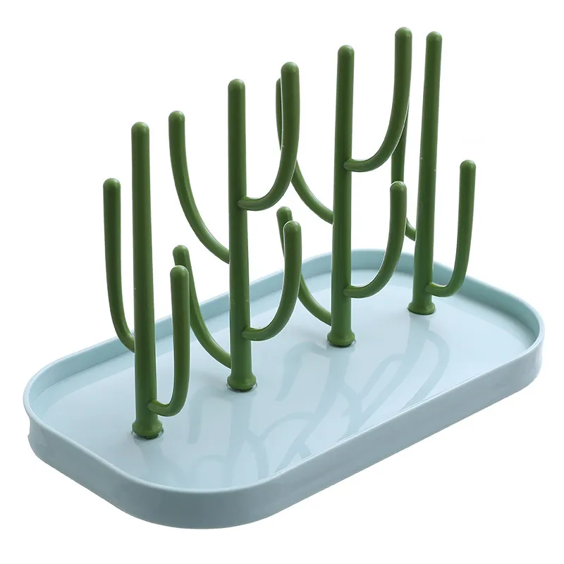Rack de secagem de mamadeiras em forma de galho de árvore suporte para secador de garrafas recém-nascidas para copos de água de bico de garrafas Azul