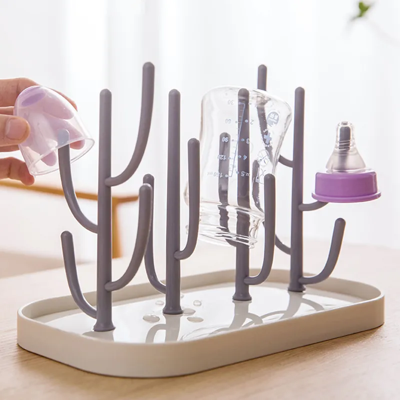 Rack de secagem de mamadeiras em forma de galho de árvore suporte para secador de garrafas recém-nascidas para copos de água de bico de garrafas Rosa image 2