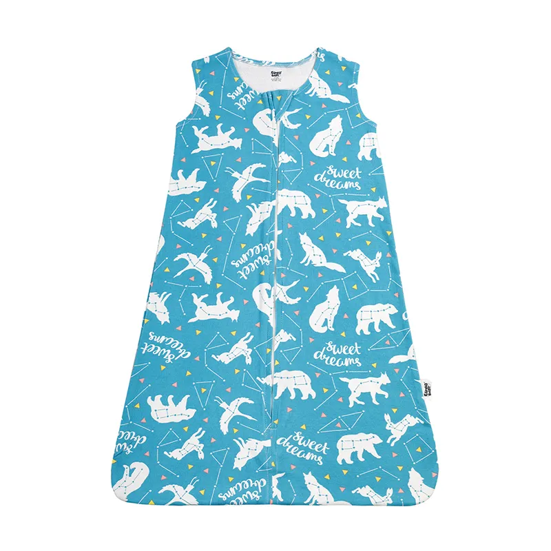 Bamboo Cotton Wearable Sleeveless Constellation Pattern Anti-fright and Anti-kick Zipper Baby Sleeping Bags  big image 1