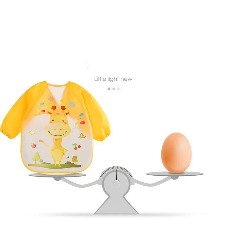 Baby Smock Waterproof Bib Cartoon Giraffe Butterfly Pattern Toddler Eating Clothes Bib Art Smocks 1-3 years old  image 2