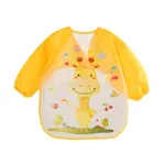 Bébé blouse imperméable bavoir dessin animé girafe papillon motif enfant en bas âge manger des vêtements bavoir art blouses 1-3 ans Jaune