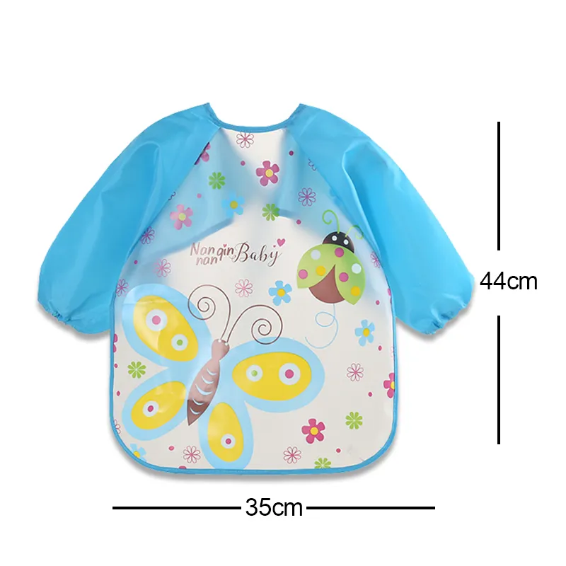 Baby Smock Waterproof Bib Cartoon Giraffe Butterfly Pattern Toddler Eating Clothes Bib Art Smocks 1-3 years old big image 3